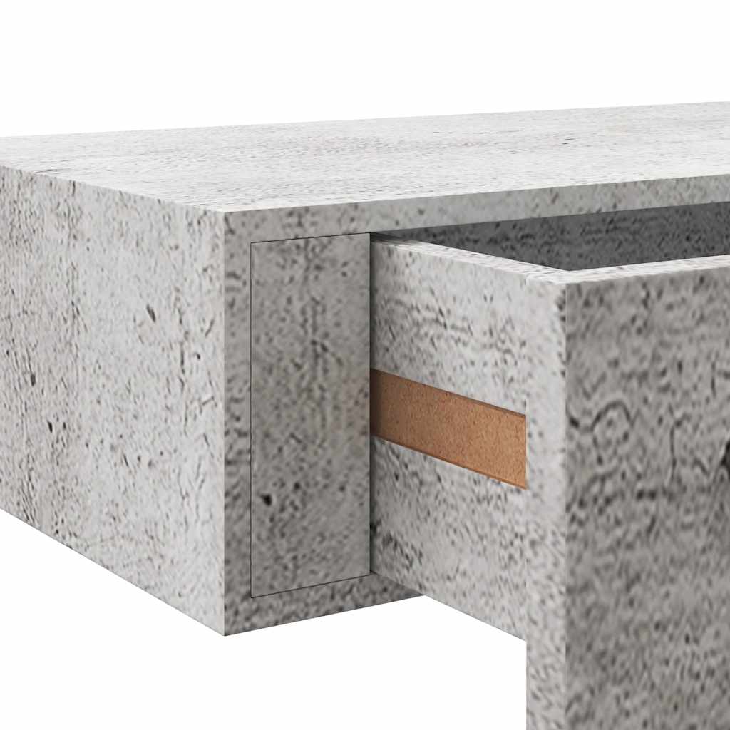betonszürke MDF falra szerelhető fiókos polc 60 x 23,5 x 10 cm