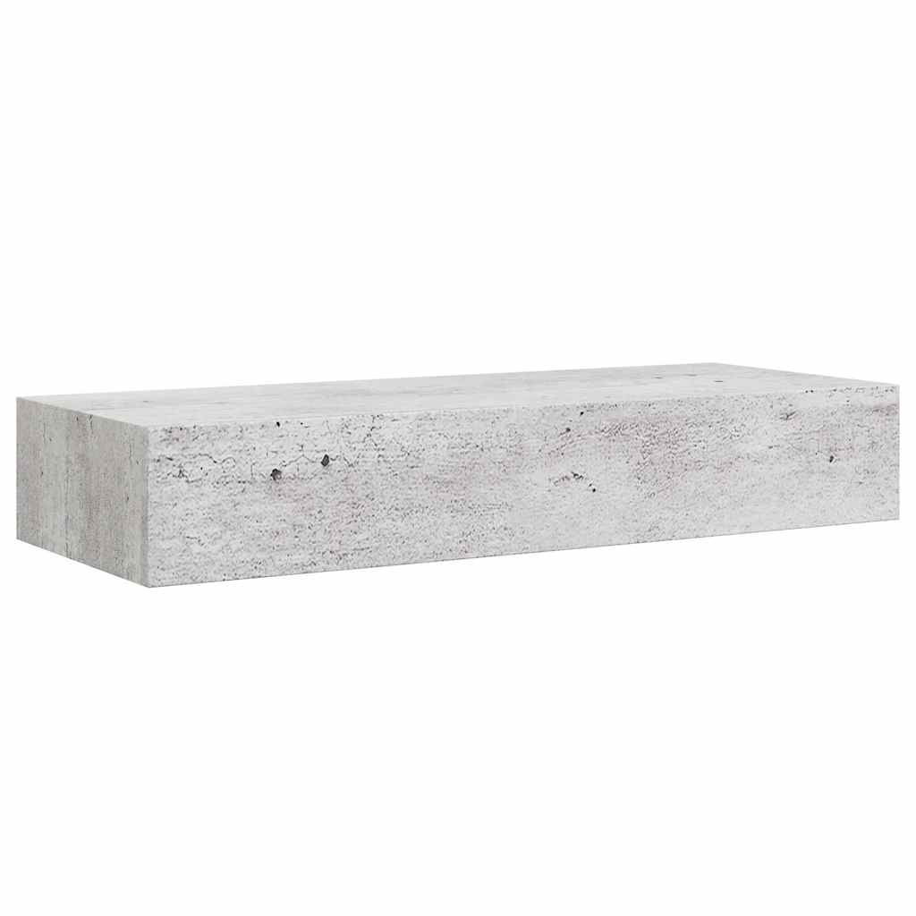 2 db betonszürke MDF falra szerelhető fiókos polc 60x23,5x10 cm