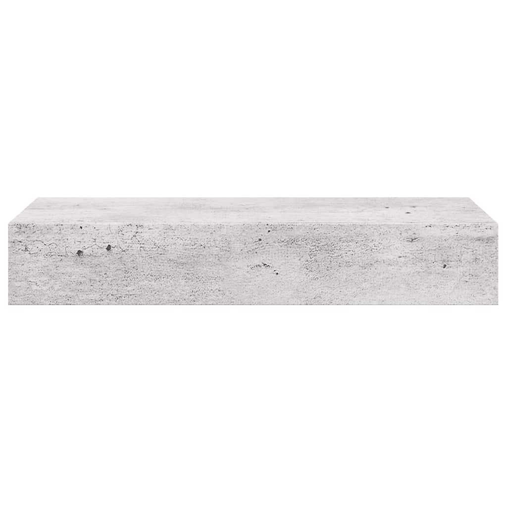 2 db betonszürke MDF falra szerelhető fiókos polc 60x23,5x10 cm