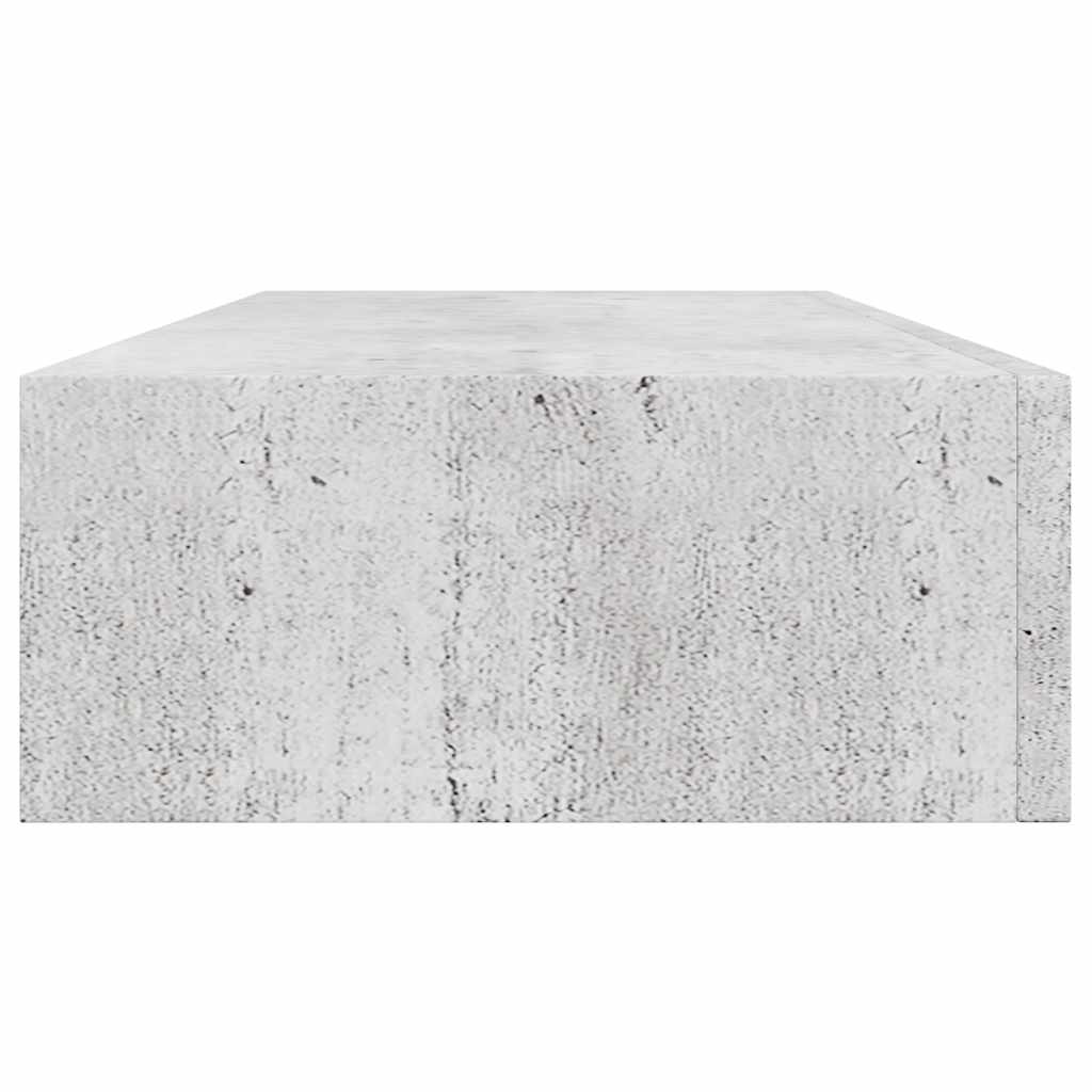 2 db betonszürke MDF falra szerelhető fiókos polc 60x23,5x10 cm