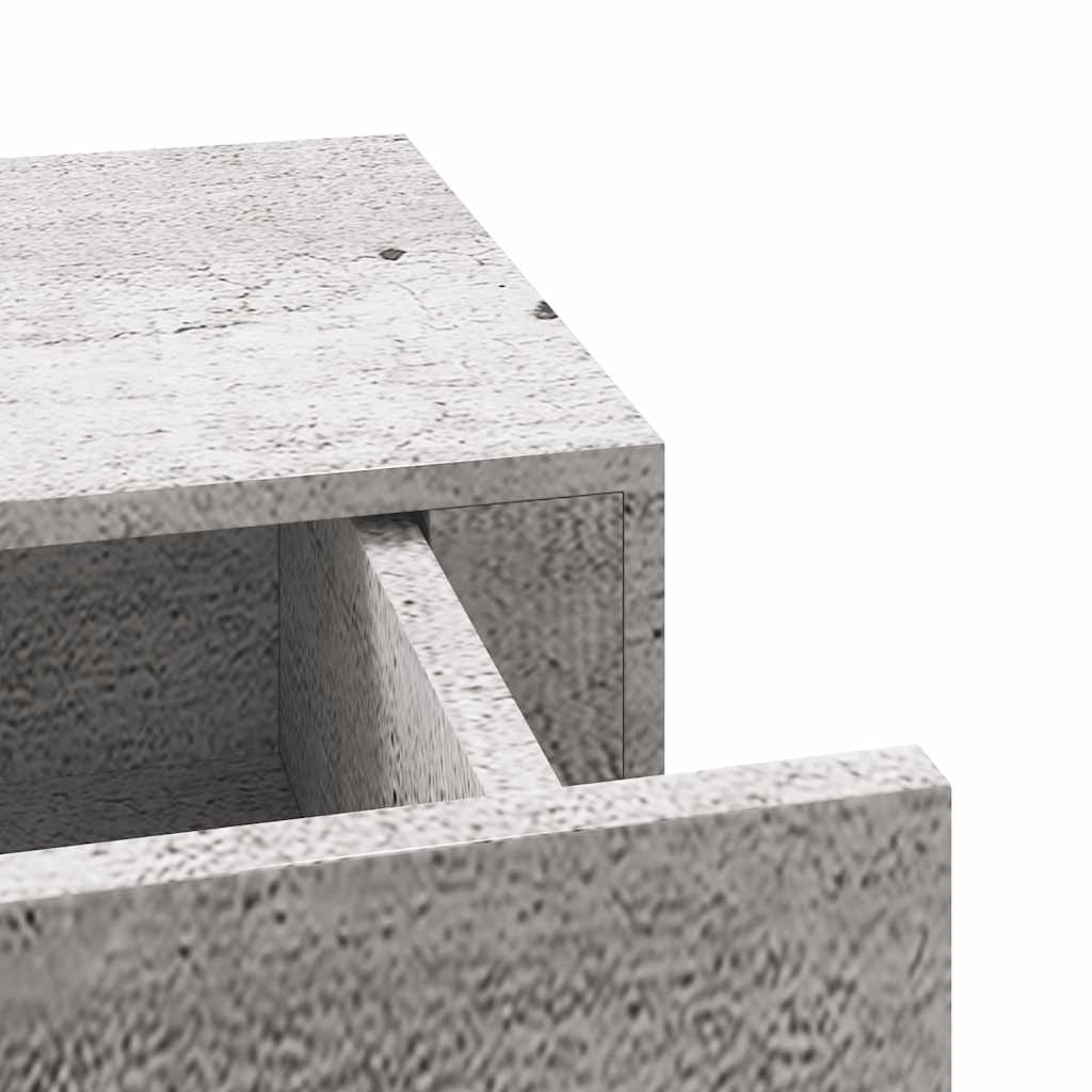 2 db betonszürke MDF falra szerelhető fiókos polc 60x23,5x10 cm