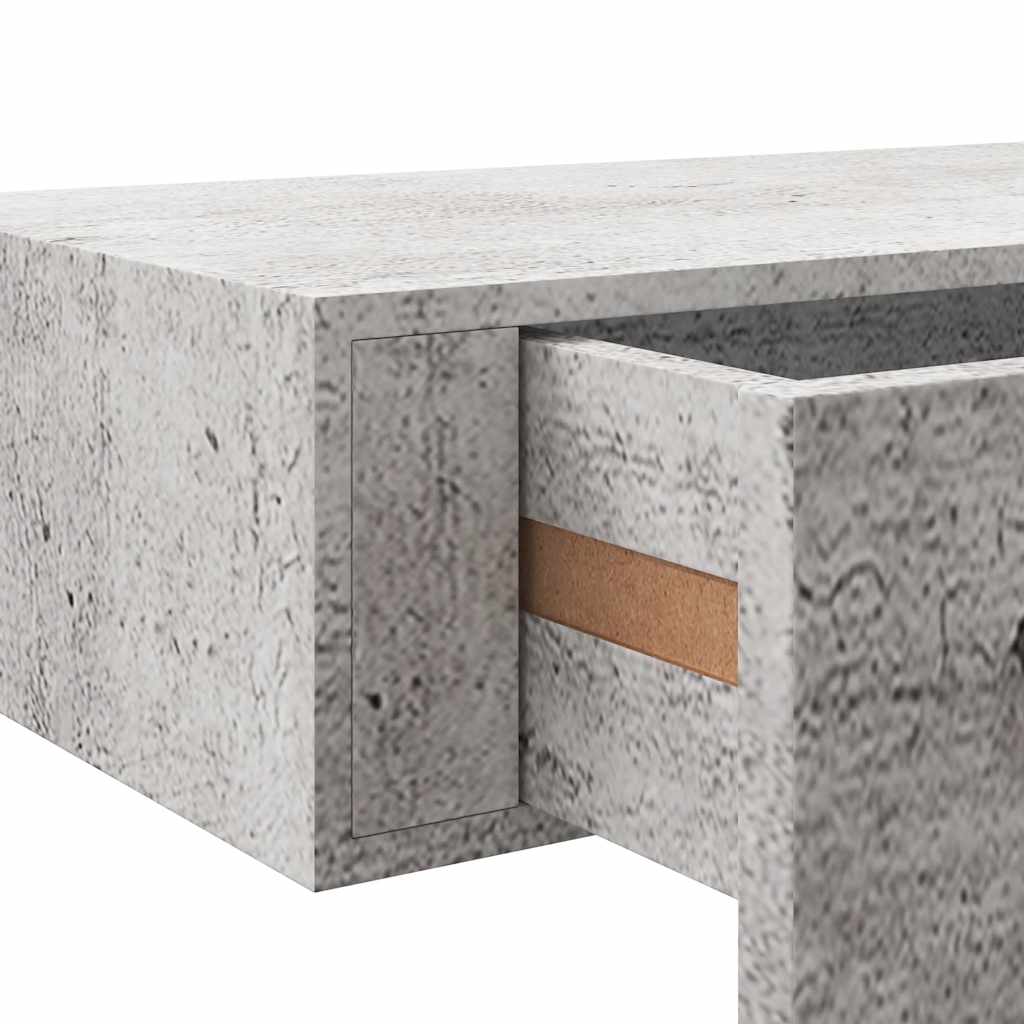 2 db betonszürke MDF falra szerelhető fiókos polc 60x23,5x10 cm