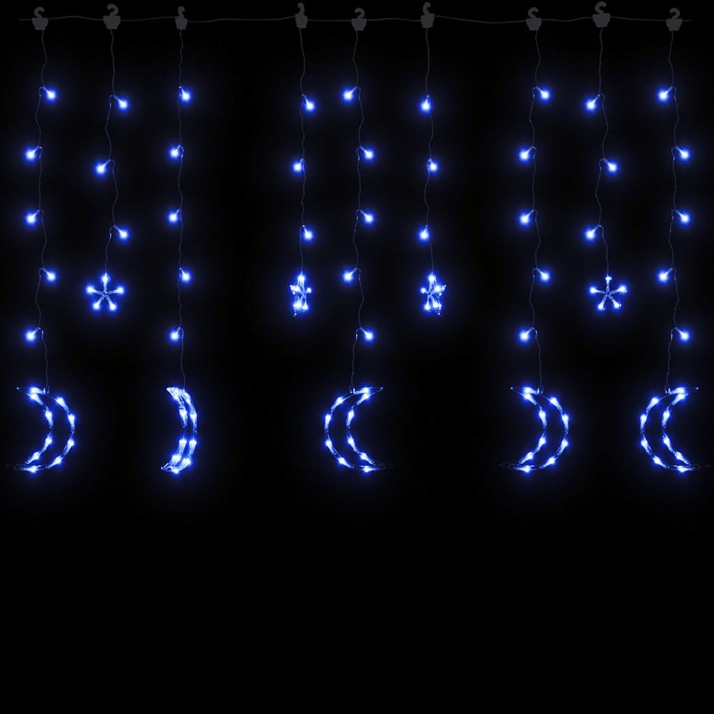 csillag és hold fényfüzér 138 kék LED-del és távirányítóval