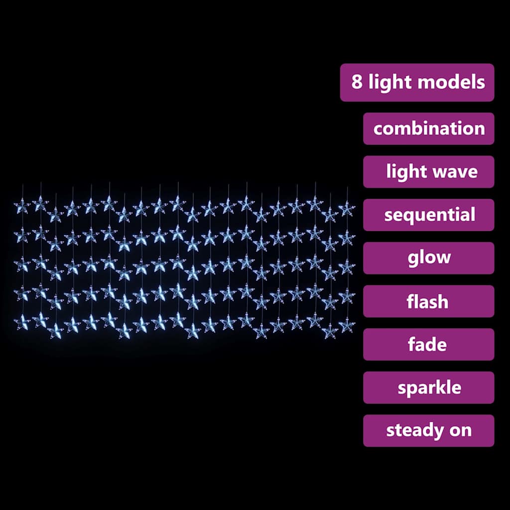 8 funkciós csillagdíszes fényfüggöny 500 kék LED-del