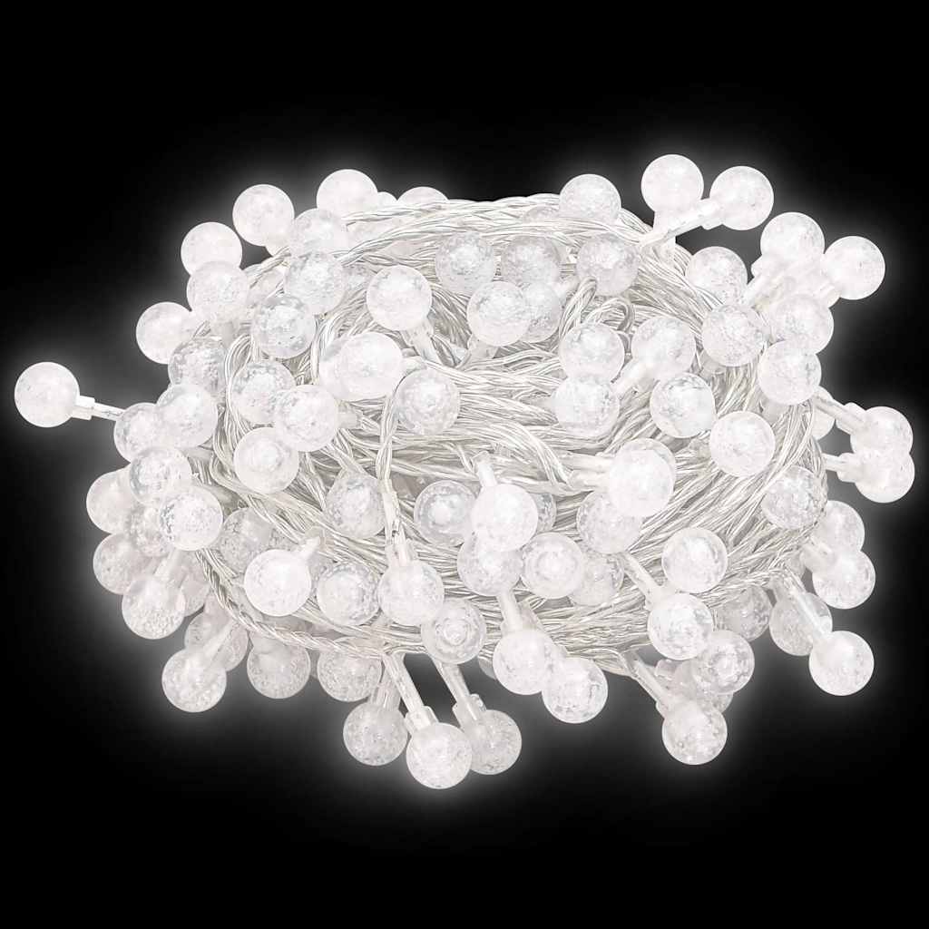 gömb alakú 8 funkciós hideg fehér tündérfényfüzér 200 LED 20 m