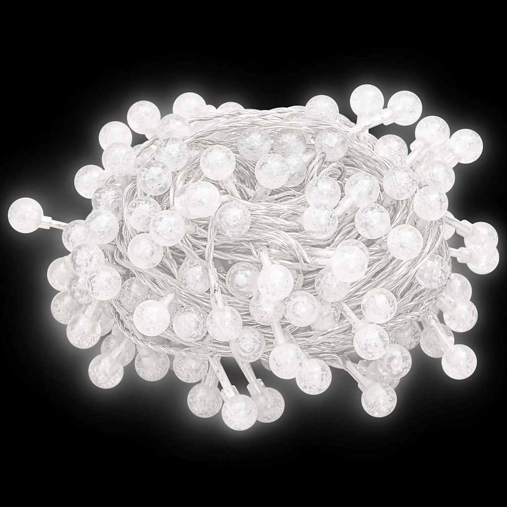 gömb alakú 8 funkciós hideg fehér tündérfényfüzér 200 LED 20 m
