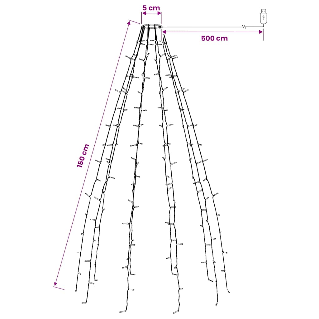 150 LED-es színes karácsonyi fényháló 150 cm