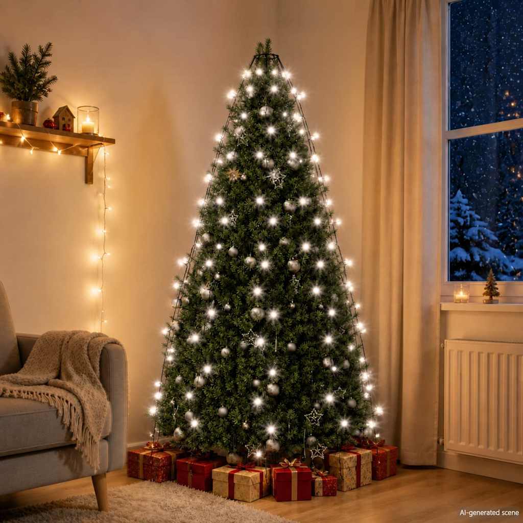 180 LED-es hideg fehér karácsonyi fényháló 180 cm