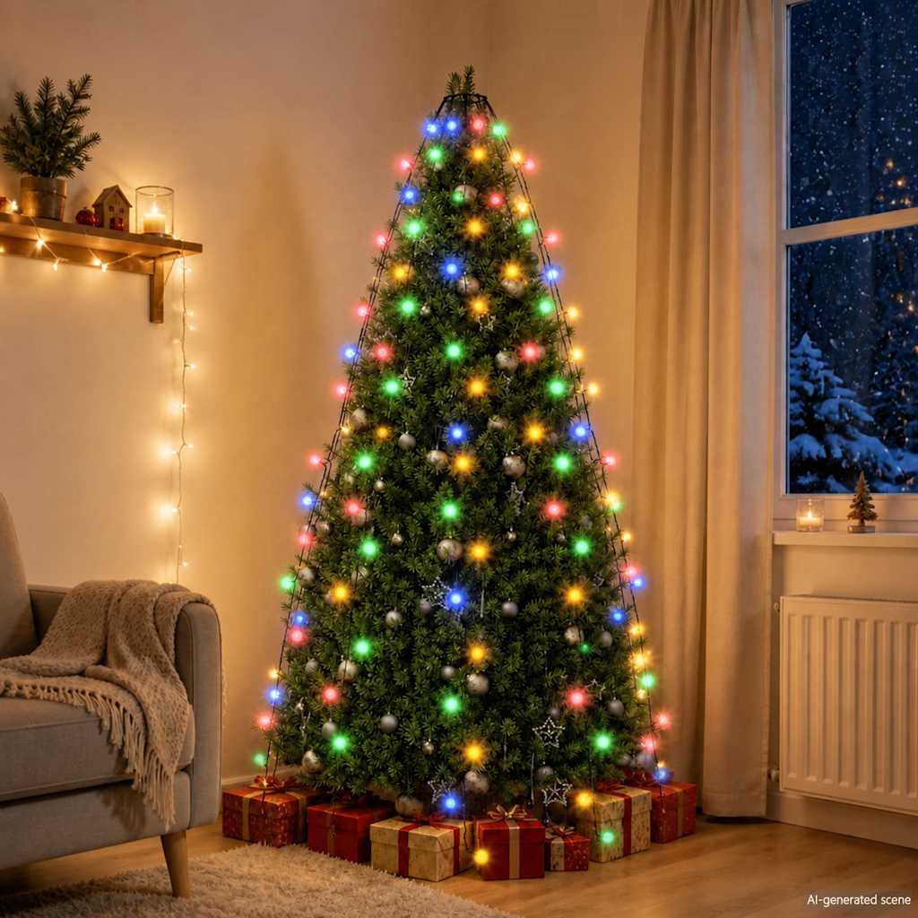 180 LED-es színes karácsonyi fényháló 180 cm
