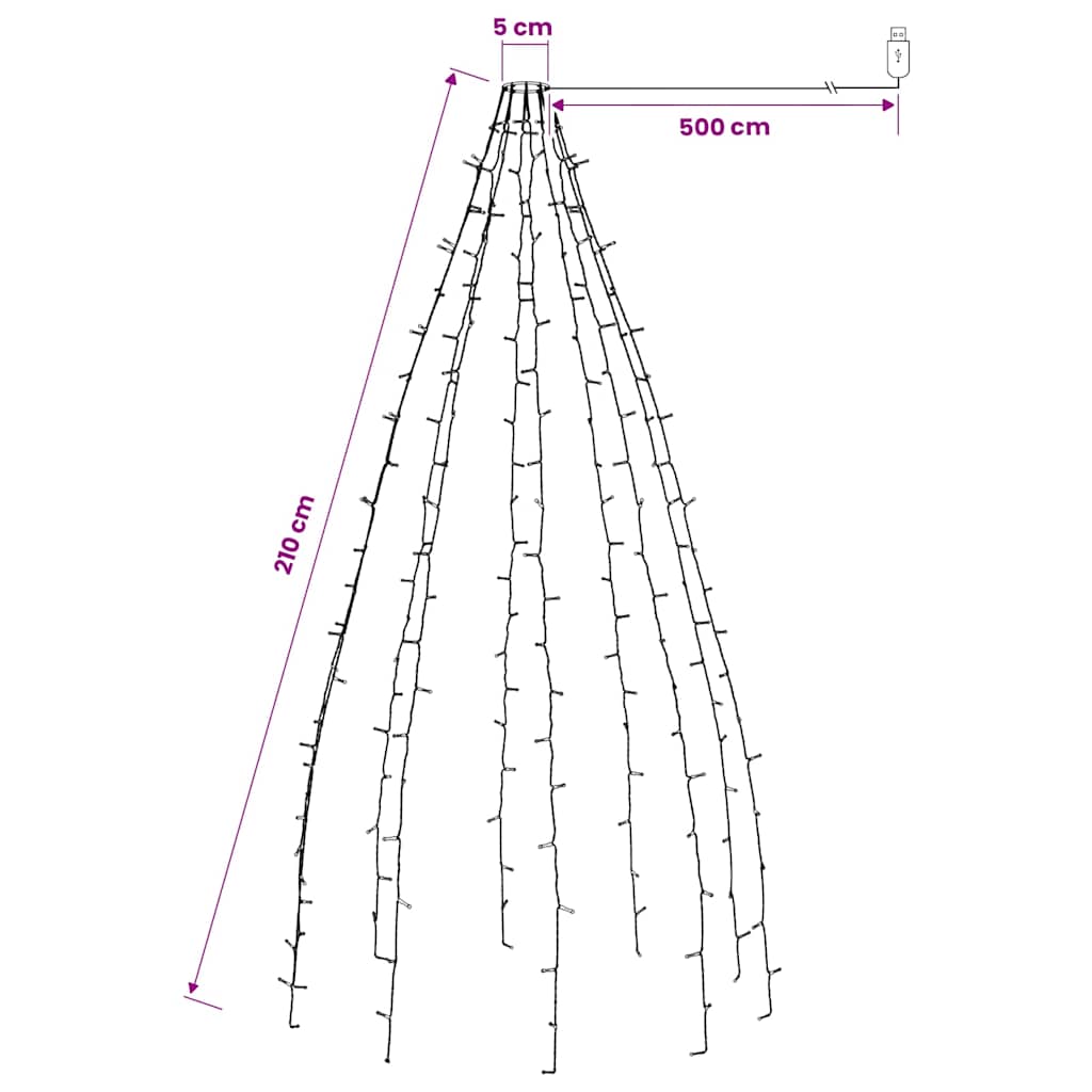 210 LED-es színes karácsonyi fényháló 210 cm