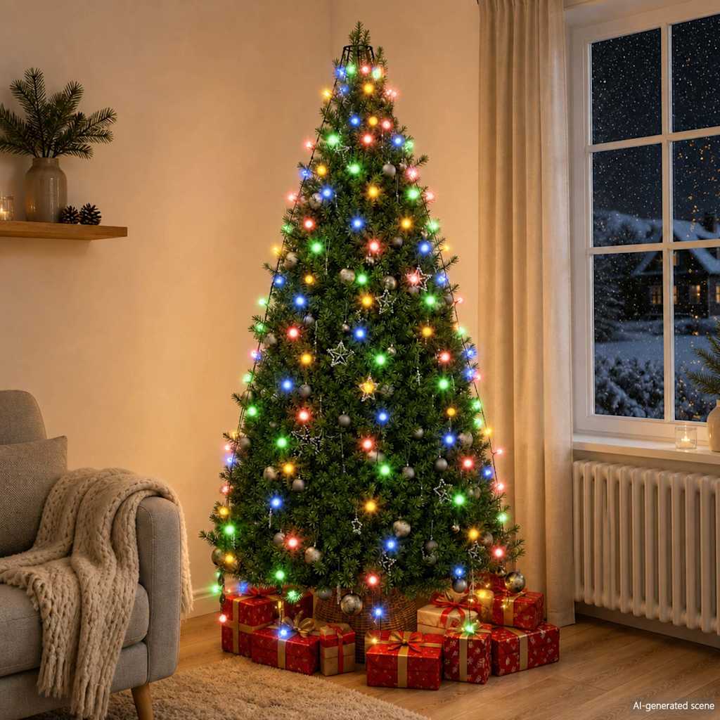 210 LED-es színes karácsonyi fényháló 210 cm
