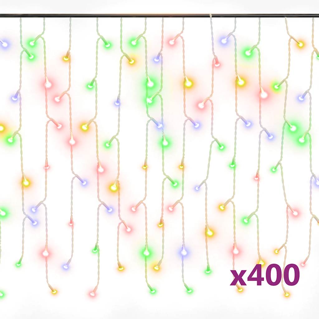 8 funkciós színes LED-es jégcsapfényfüggöny 400 LED-del 10 m
