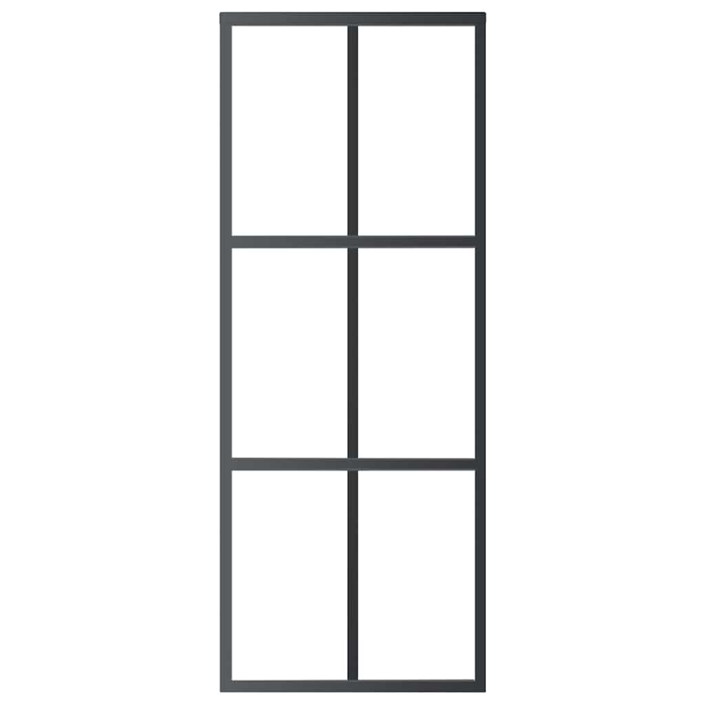 fekete ESG üveg és alumínium tolóajtó 76 x 205 cm