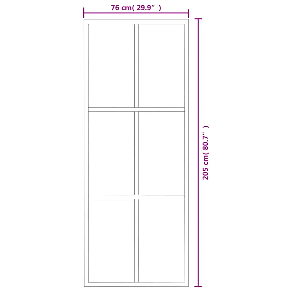 fekete ESG üveg és alumínium tolóajtó 76 x 205 cm