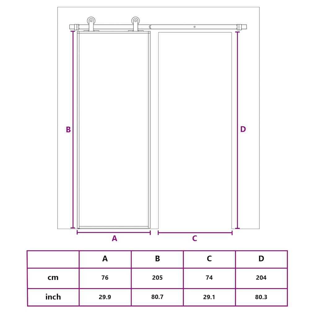 fekete ESG üveg és alumínium tolóajtó 76 x 205 cm