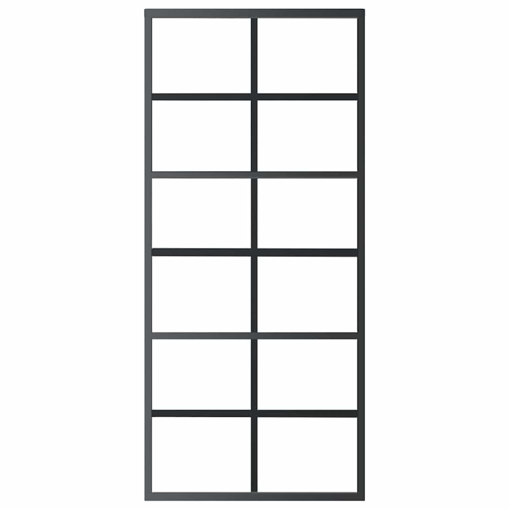 fekete ESG üveg és alumínium tolóajtó 90 x 205 cm