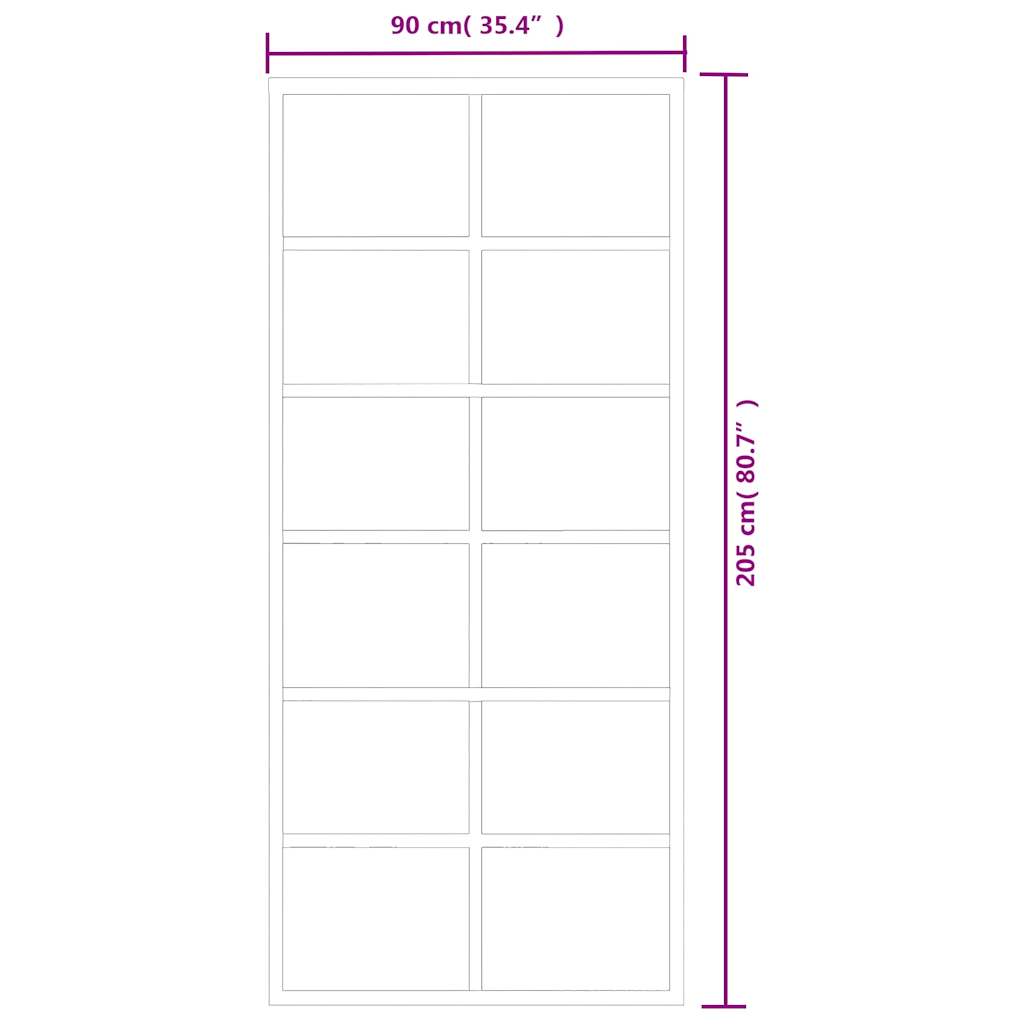 fekete ESG üveg és alumínium tolóajtó 90 x 205 cm