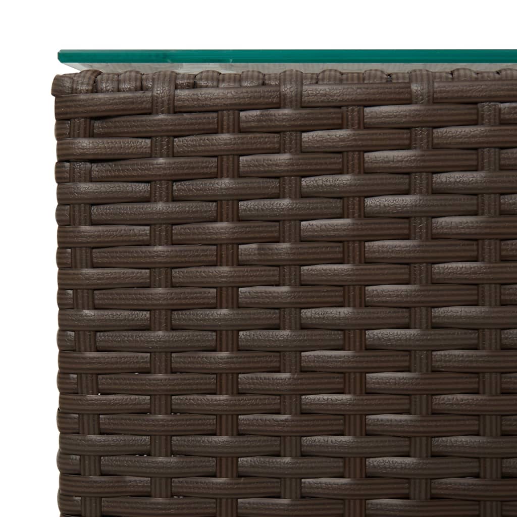 3 db barna polyrattan kisasztal üveg asztallappal