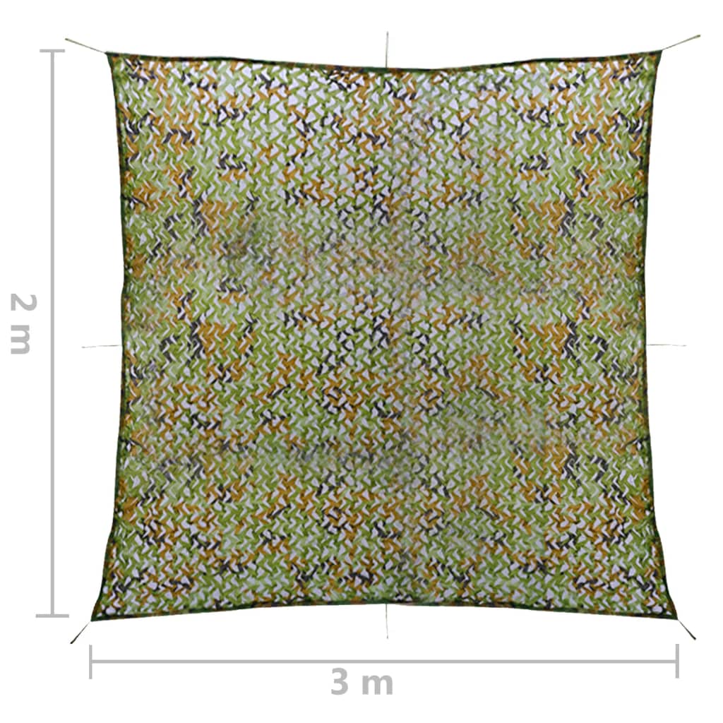 zöld kamuflázsháló tárolózsákkal 2 x 3 m