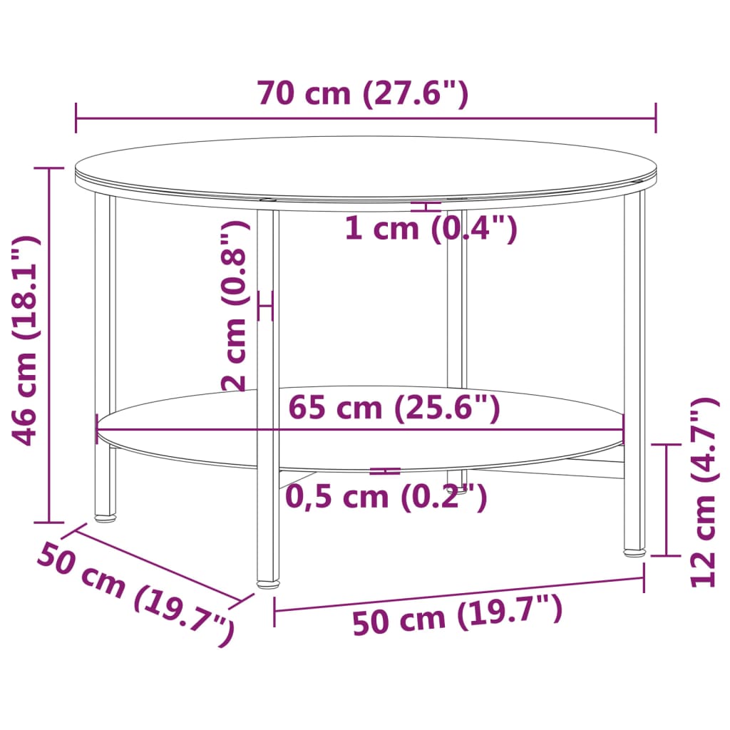 fekete-fekete márvány edzett üveg dohányzóasztal 70 cm