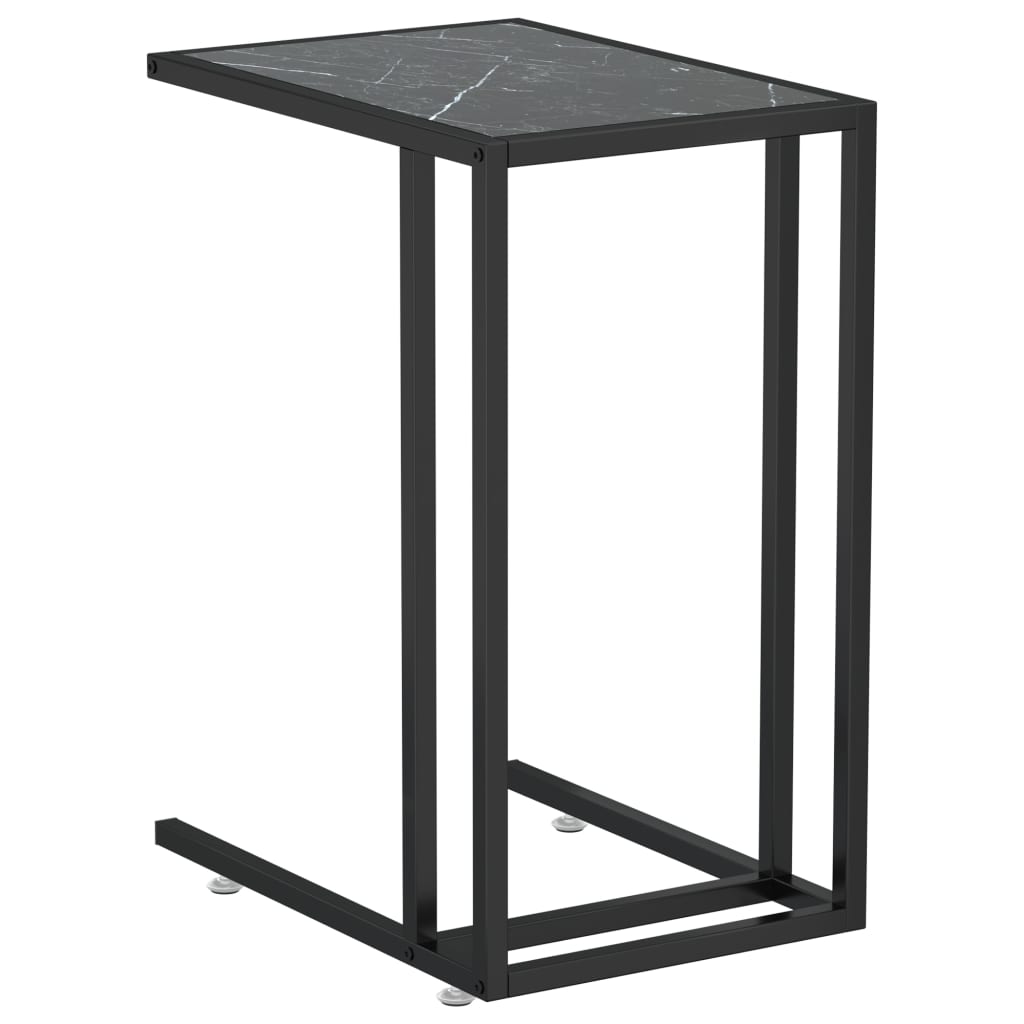 fekete márvány edzett üveg számítógép-kisasztal 50 x 35 x 65 cm