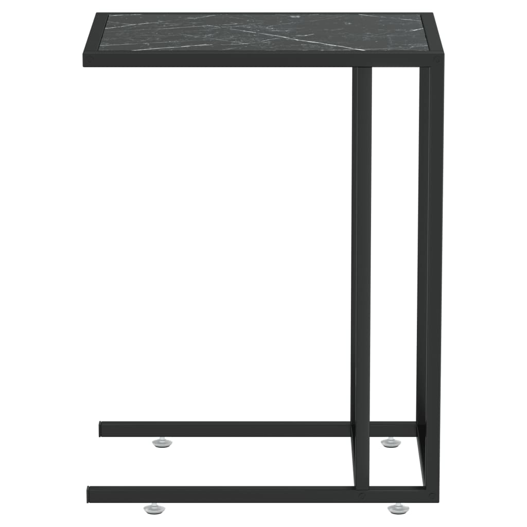fekete márvány edzett üveg számítógép-kisasztal 50 x 35 x 65 cm