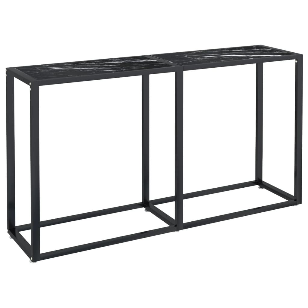 fekete márványszínű edzett üveg tálalóasztal 140 x 35 x 75,5 cm