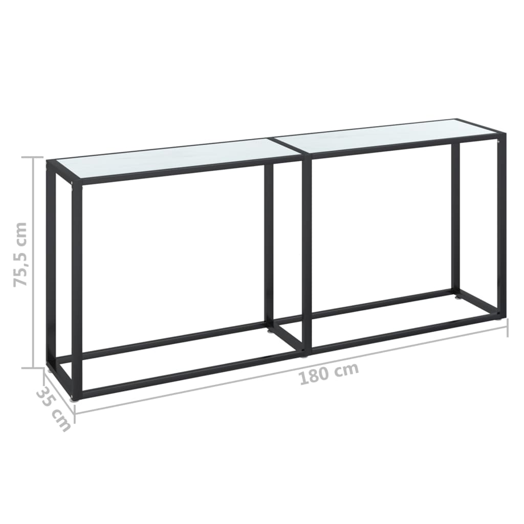 fehér márvány edzett üveg tálalóasztal 180 x 35 x 75,5 cm