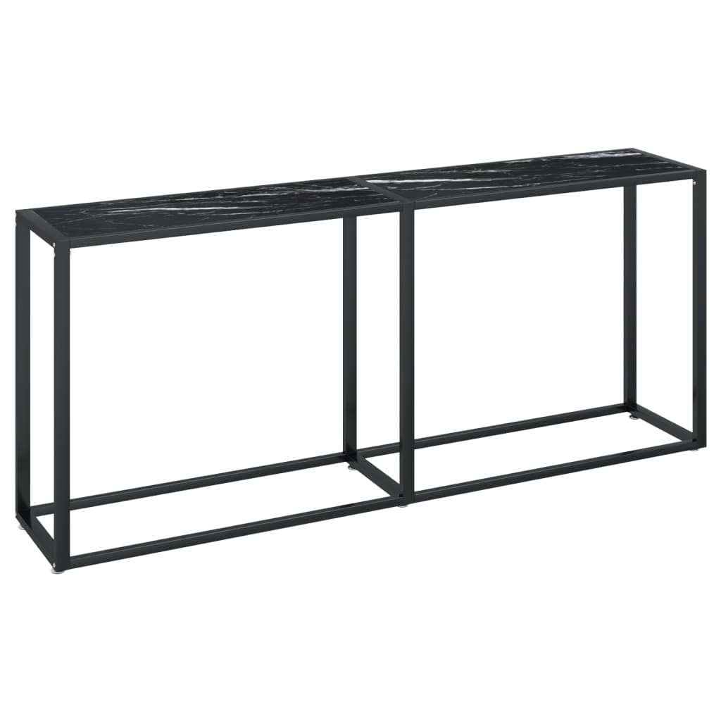 fekete márványszínű edzett üveg tálalóasztal 180 x 35 x 75,5 cm