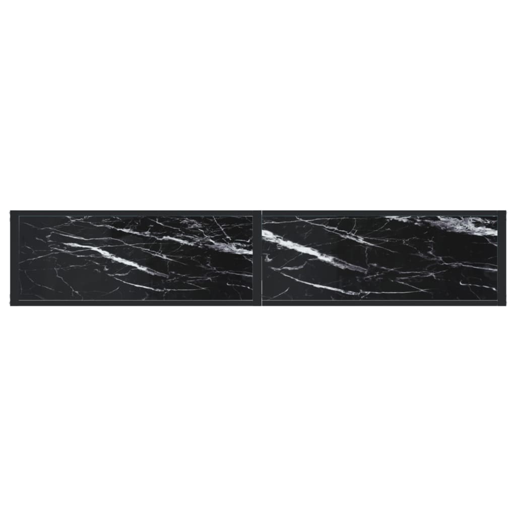 fekete márványszínű edzett üveg tálalóasztal 180 x 35 x 75,5 cm