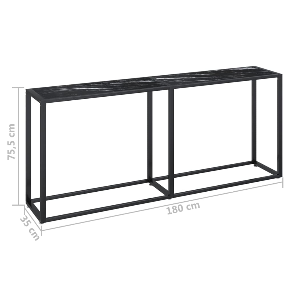 fekete márványszínű edzett üveg tálalóasztal 180 x 35 x 75,5 cm