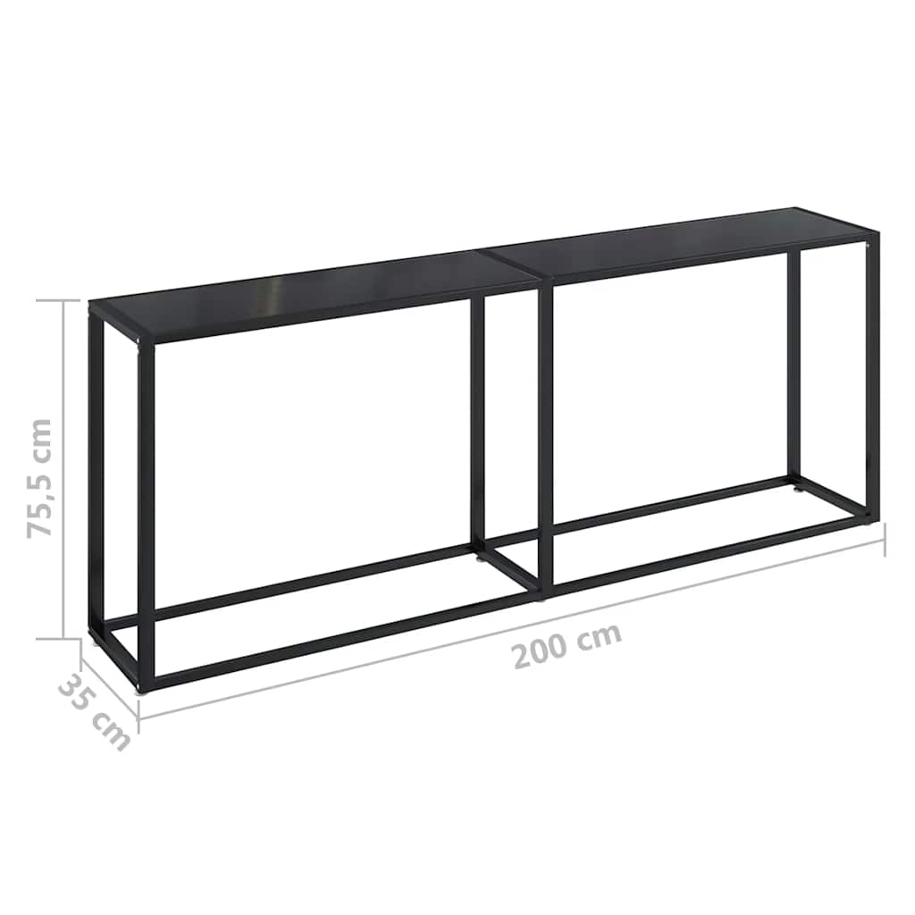 fekete edzett üveg tálalóasztal 200 x 35 x 75,5 cm