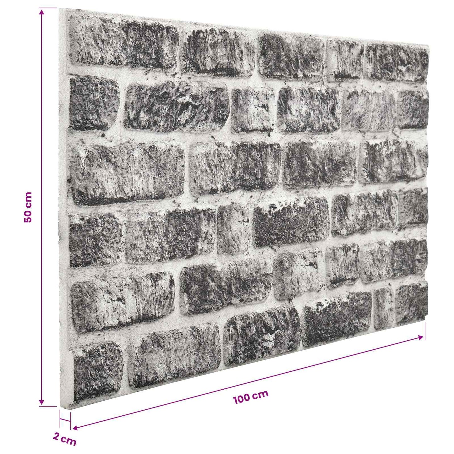 Fali panelek 10 pcs Sötétszürke és Fehér 100 x 50 cm EPS Hab