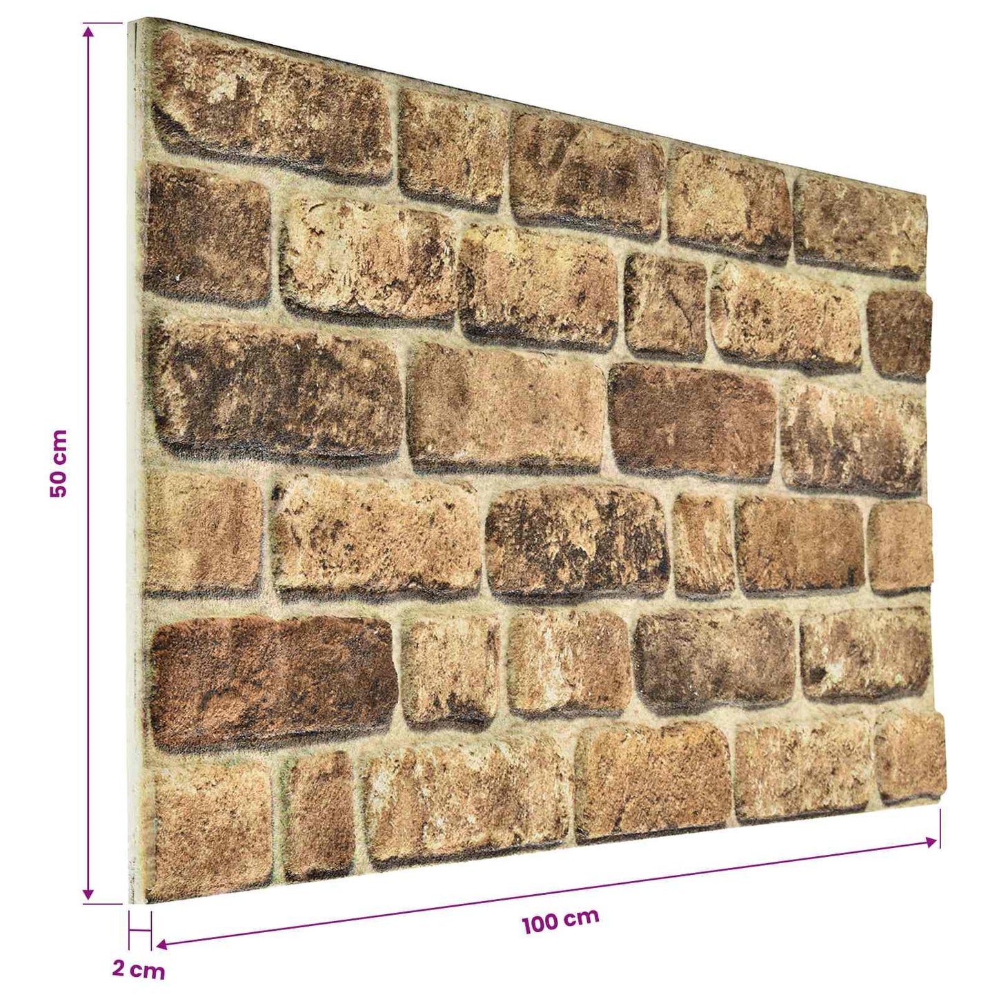 Fali panelek 10 pcs Sötét Homok 100 x 50 cm EPS Hab