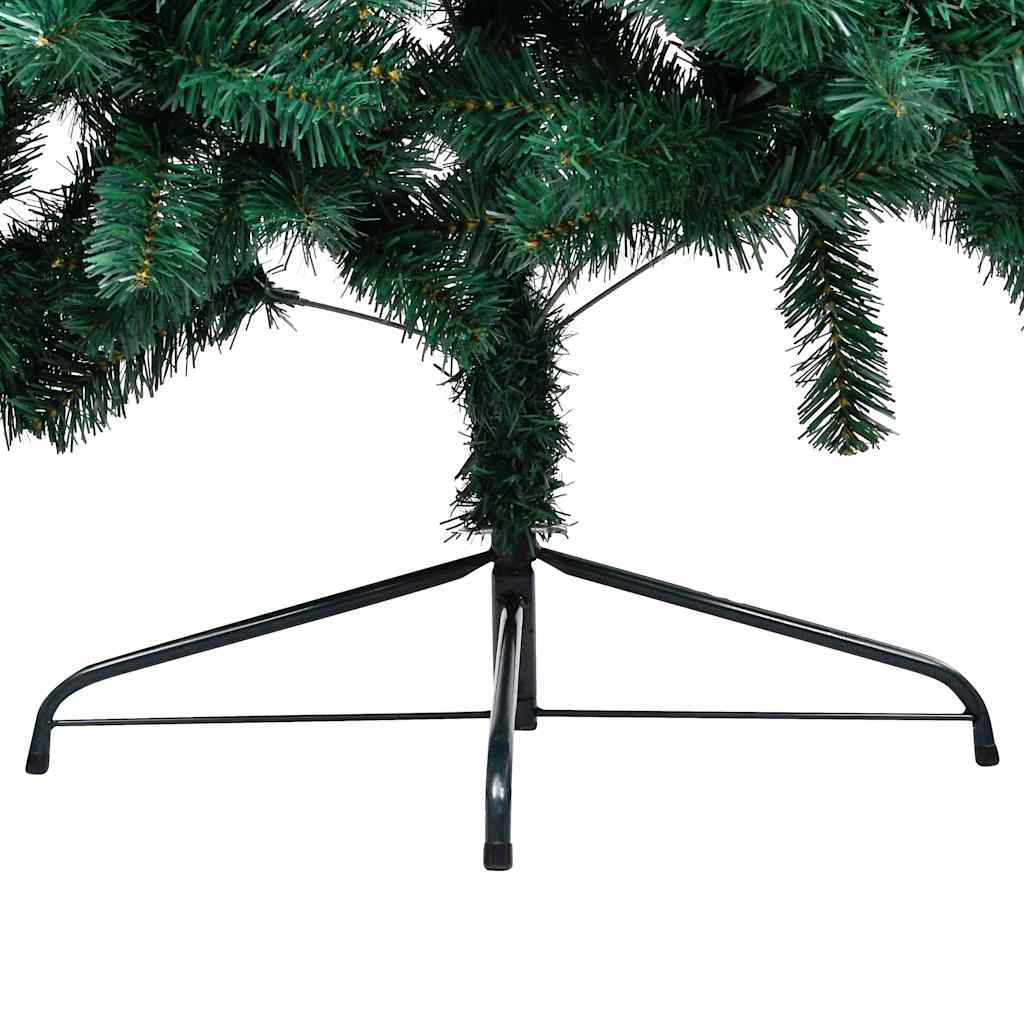 zöld megvilágított fél műkarácsonyfa gömb szettel 210 cm
