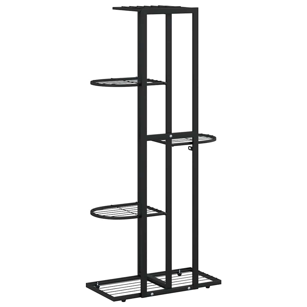 fekete 5 szintes acél virágtartó állvány 43 x 22 x 98 cm