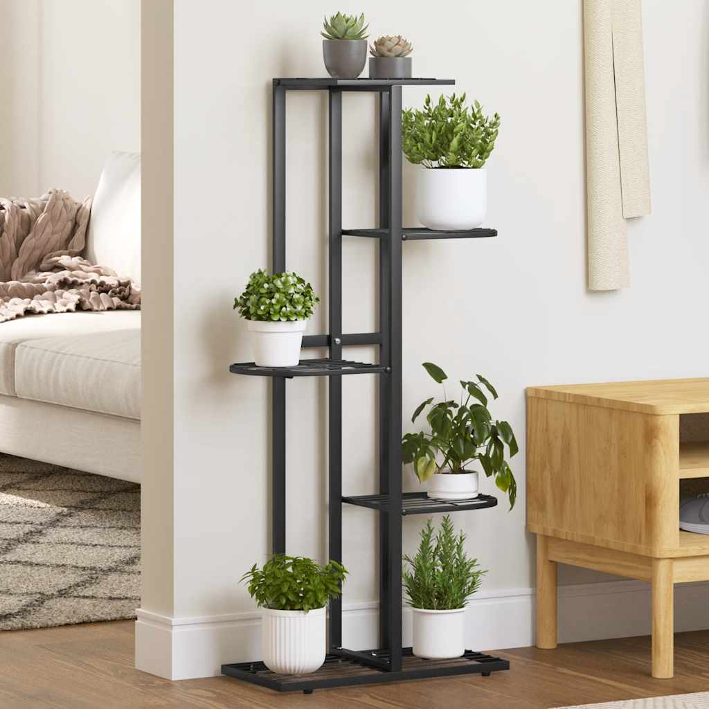 fekete 5 szintes acél virágtartó állvány 43 x 22 x 98 cm