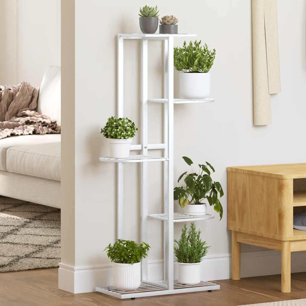 fehér 5 szintes acél virágtartó állvány 43 x 22 x 98 cm
