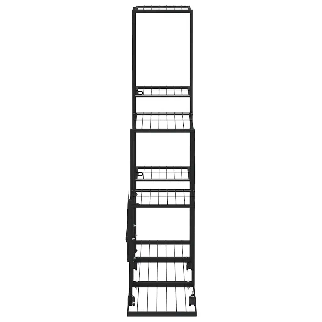 fekete acél virágtartó állvány kerékkel 94,5 x 25 x 92,5 cm