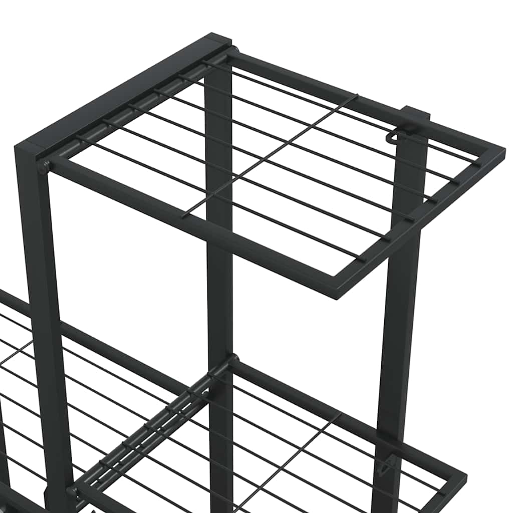 fekete acél virágtartó állvány kerékkel 94,5 x 25 x 92,5 cm