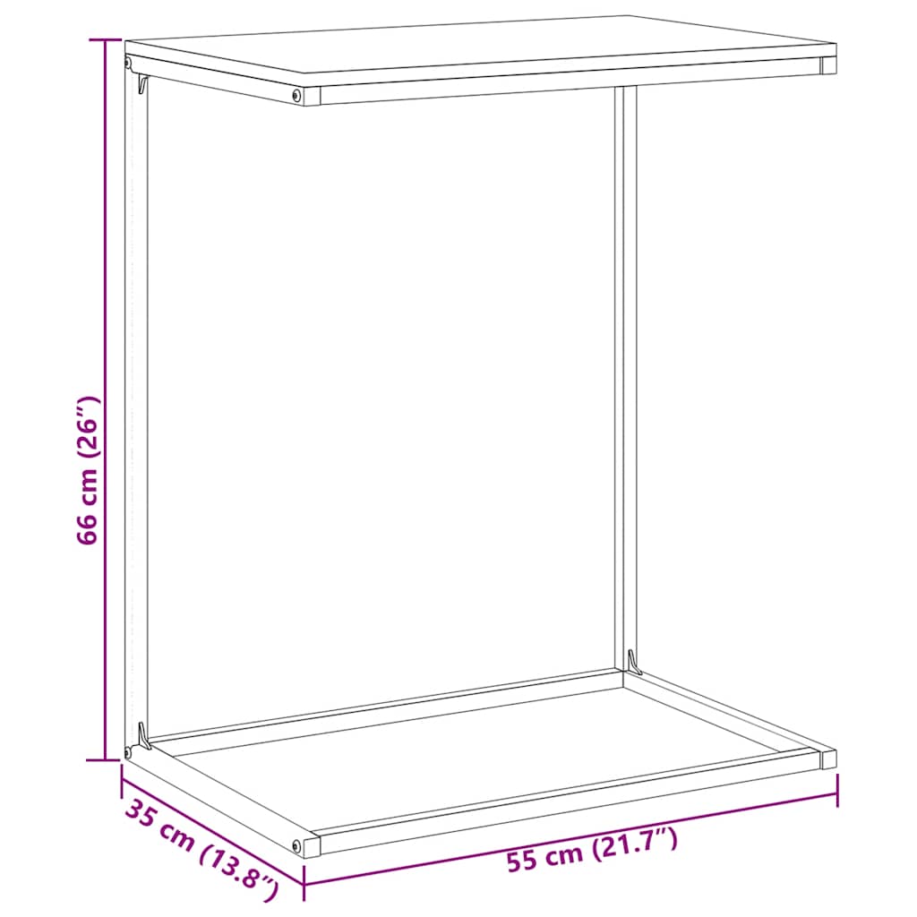 fekete szerelt fa kisasztal 55 x 35 x 66 cm