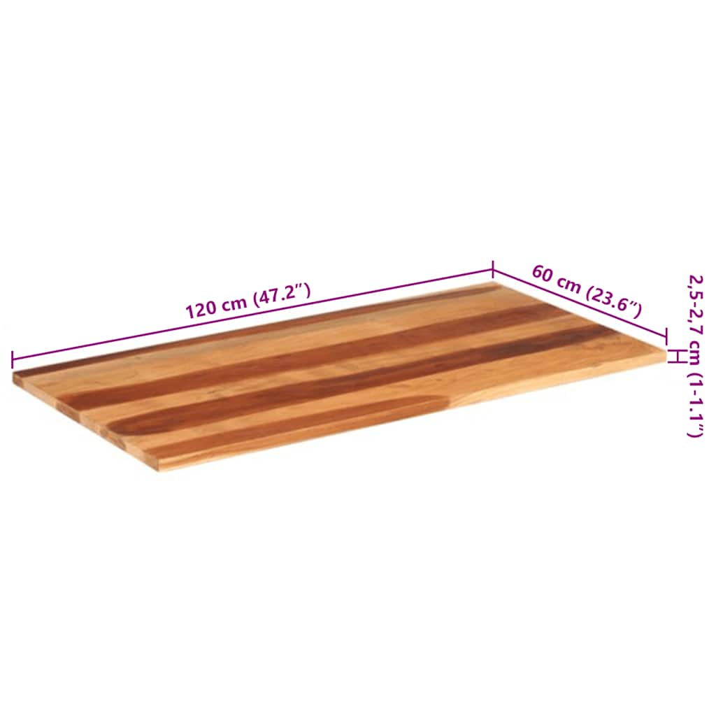 tömör akácfa asztallap 120 x 60 x (2,5-2,7) cm