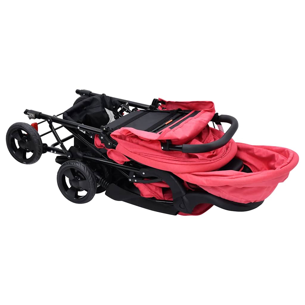 piros acél tandem ikerbabakocsi