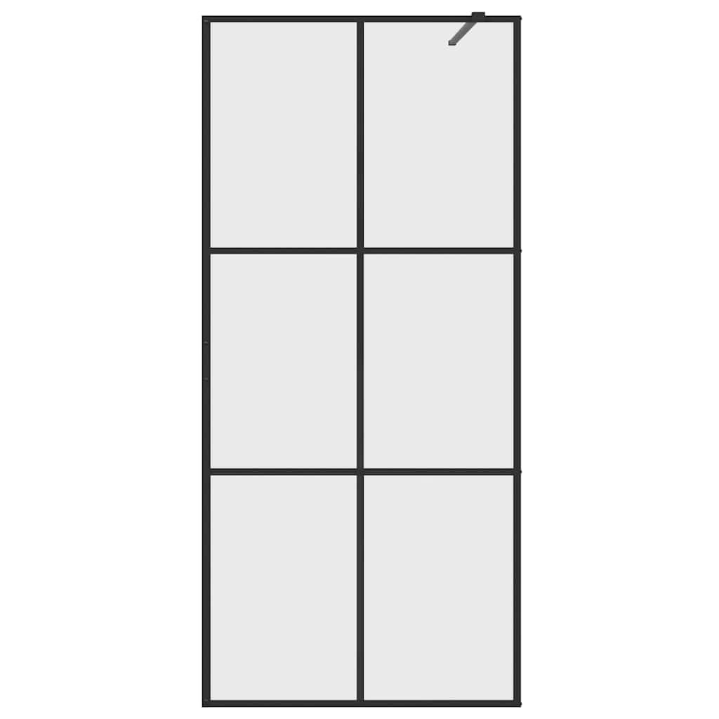 fekete zuhanyfal átlátszó ESG üveggel 80 x 195 cm