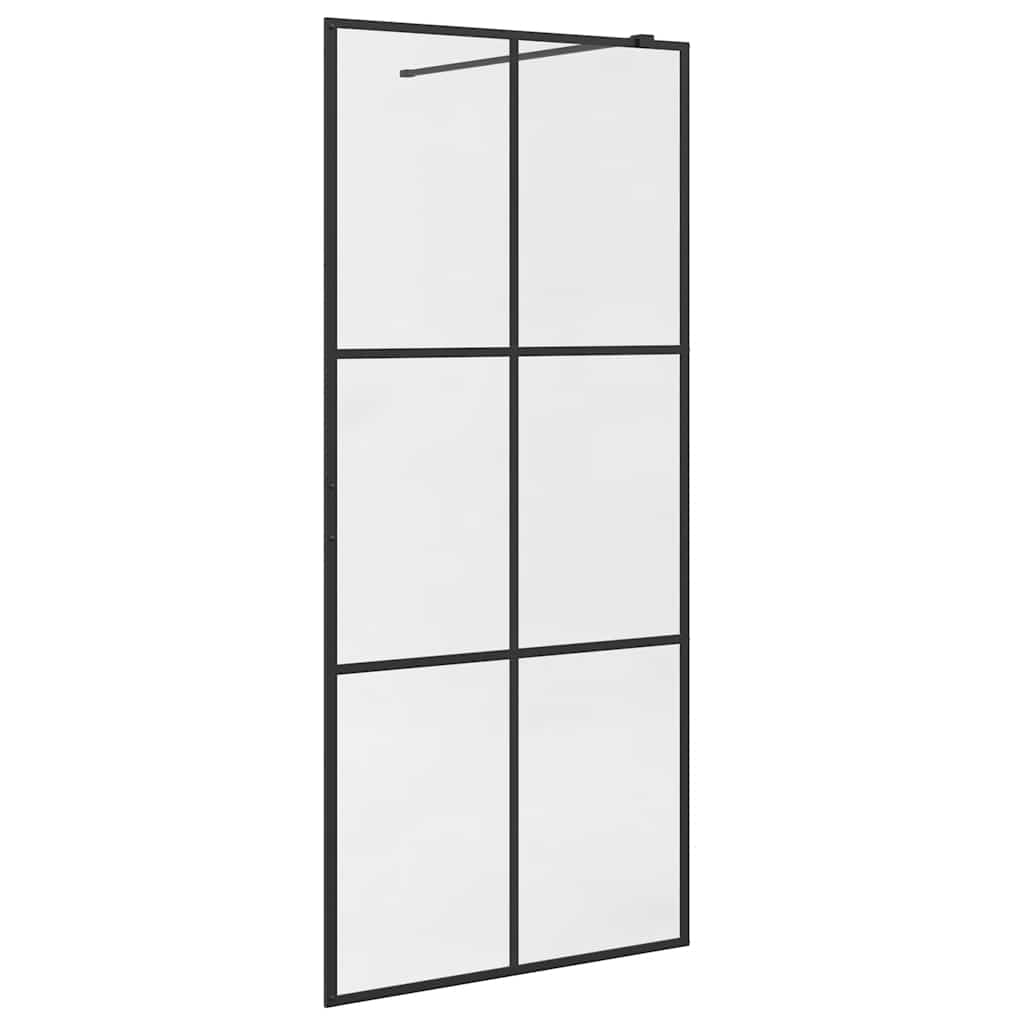 fekete zuhanyfal átlátszó ESG üveggel 90 x 195 cm