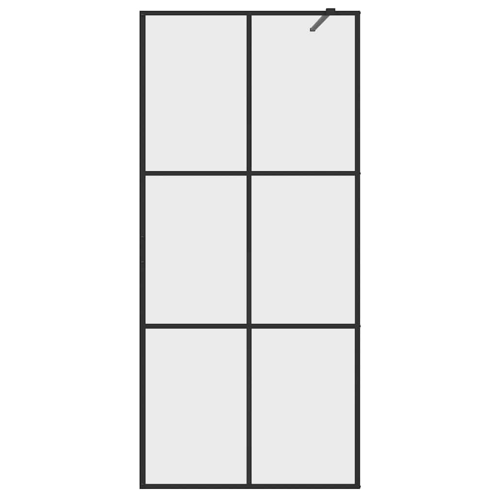 fekete zuhanyfal átlátszó ESG üveggel 90 x 195 cm