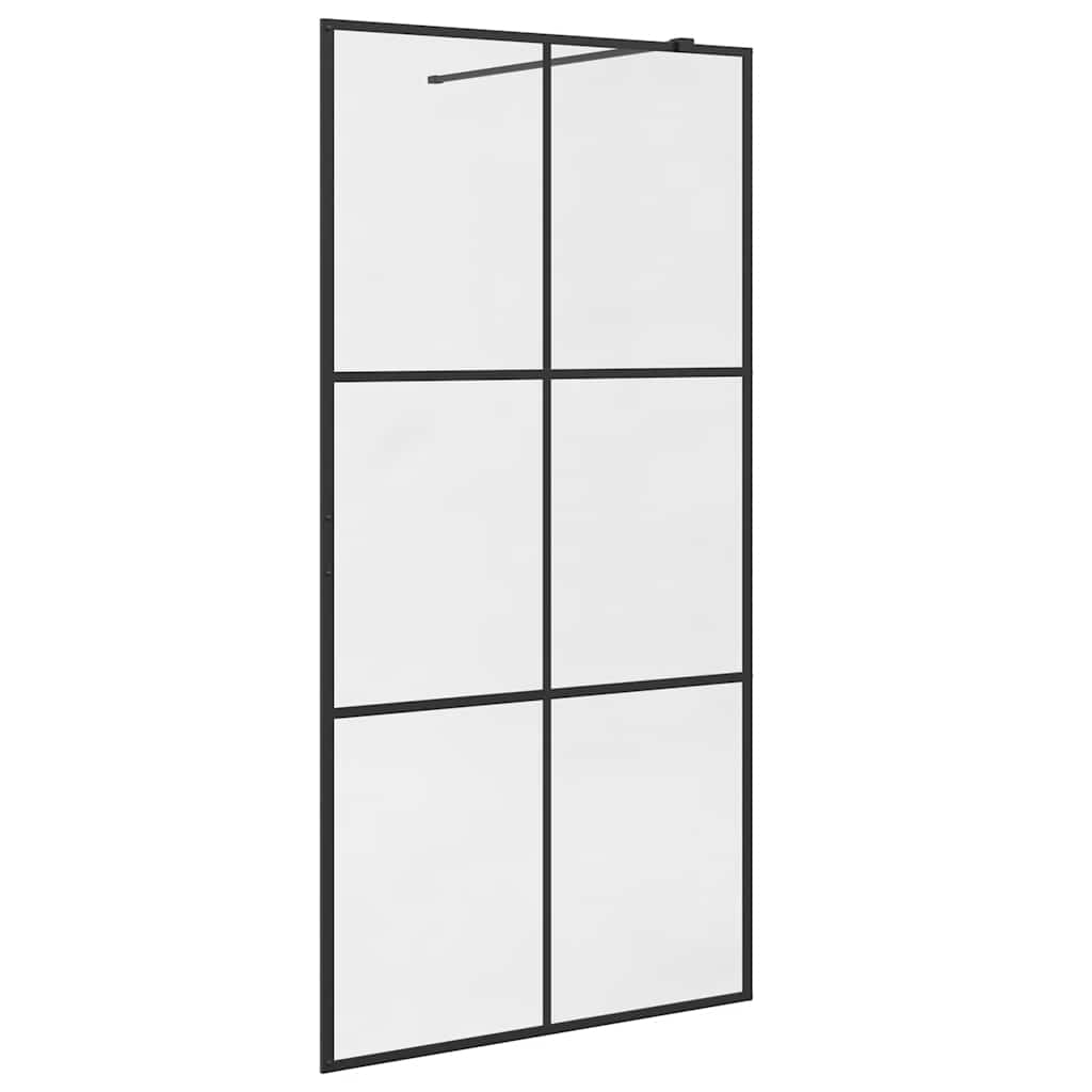 fekete zuhanyfal átlátszó ESG üveggel 100 x 195 cm