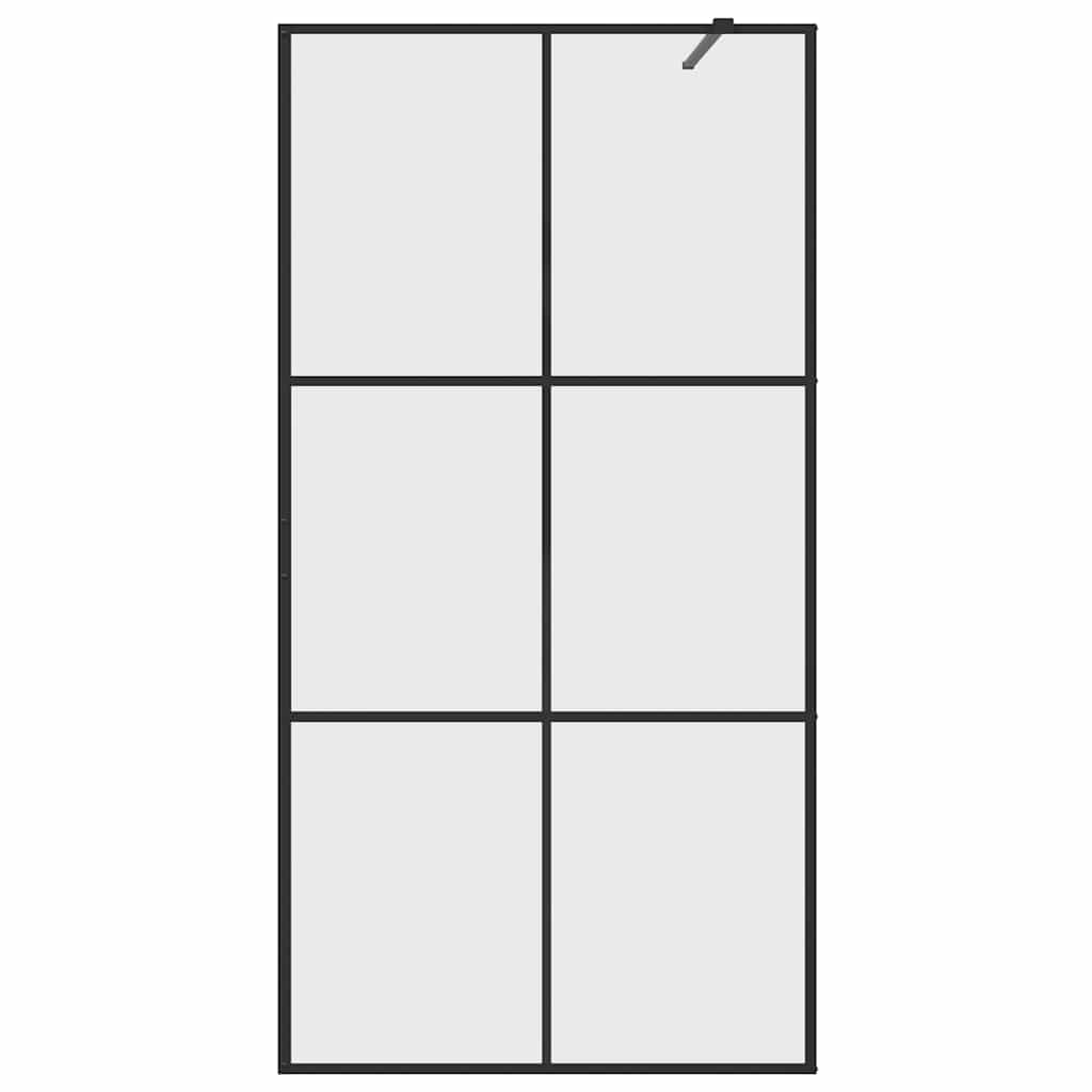 fekete zuhanyfal átlátszó ESG üveggel 100 x 195 cm
