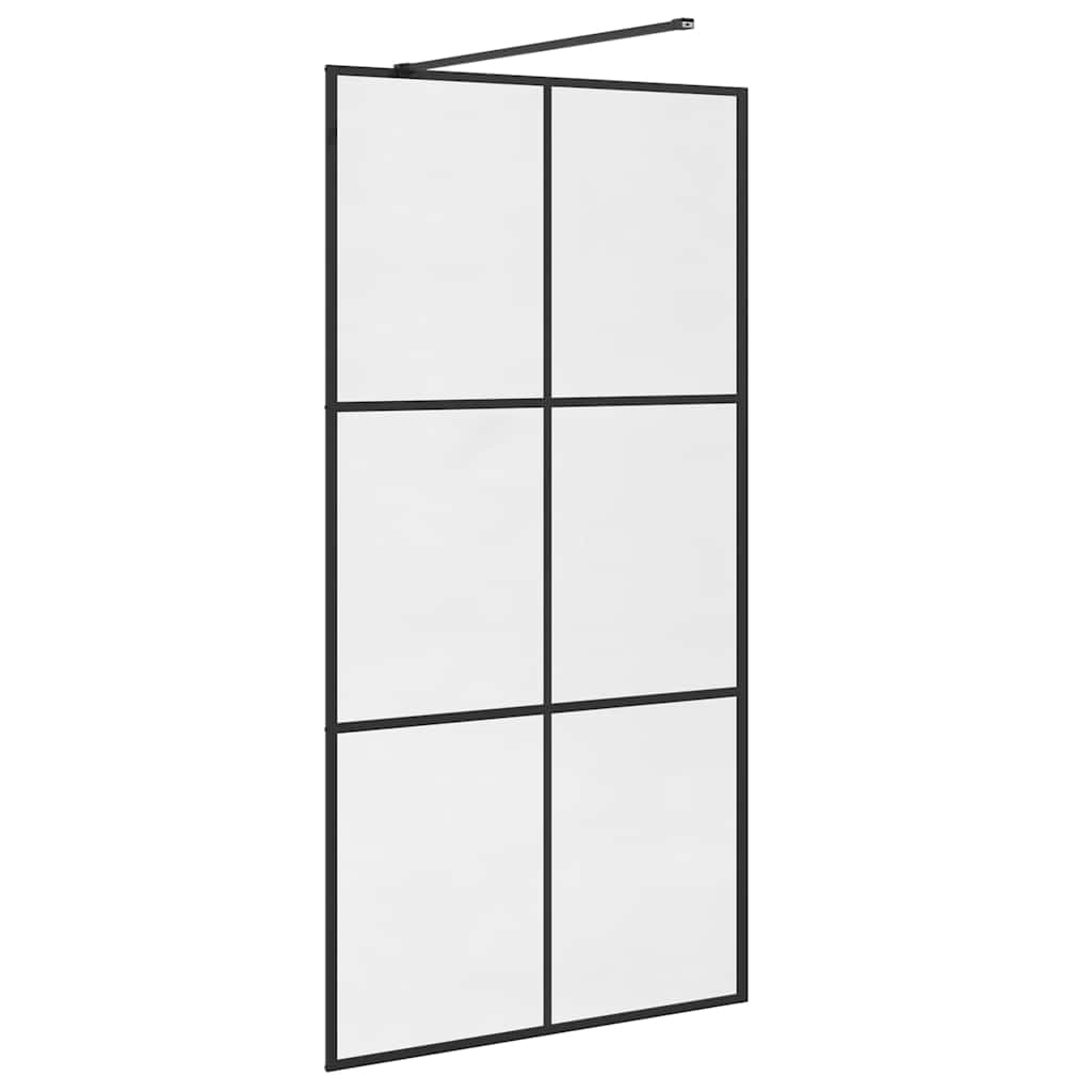 fekete zuhanyfal átlátszó ESG üveggel 100 x 195 cm
