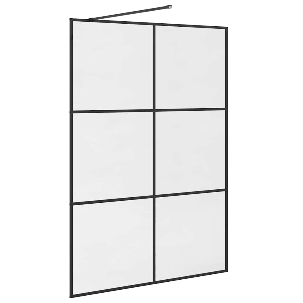 fekete zuhanyfal átlátszó ESG üveggel 140 x 195 cm